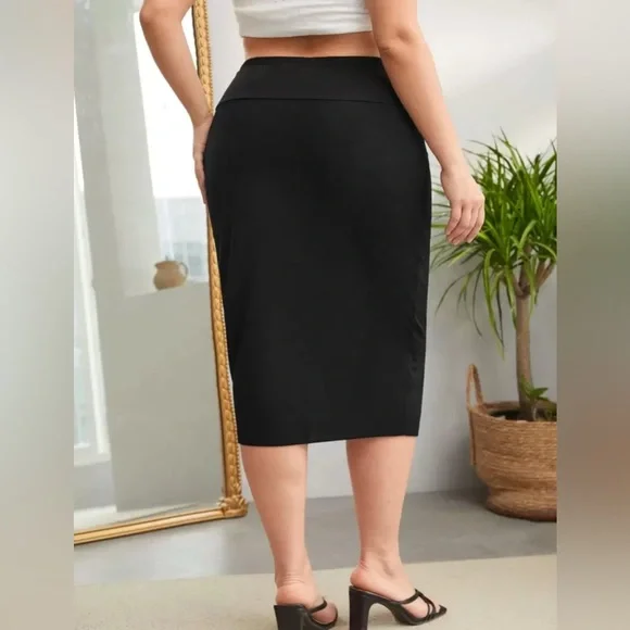 Sz 3XL SHEIN curvy Firerie Plus High Waist Pencil Skirt  black - Picture 2 of 10